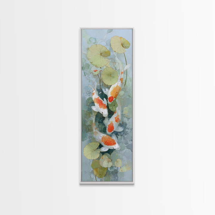 Calm Koi Fish Swimming Through Clear Water Framed Canvas Print, Medical Office Art, School Nurse Art, Office Decor, MOA-1x3-58