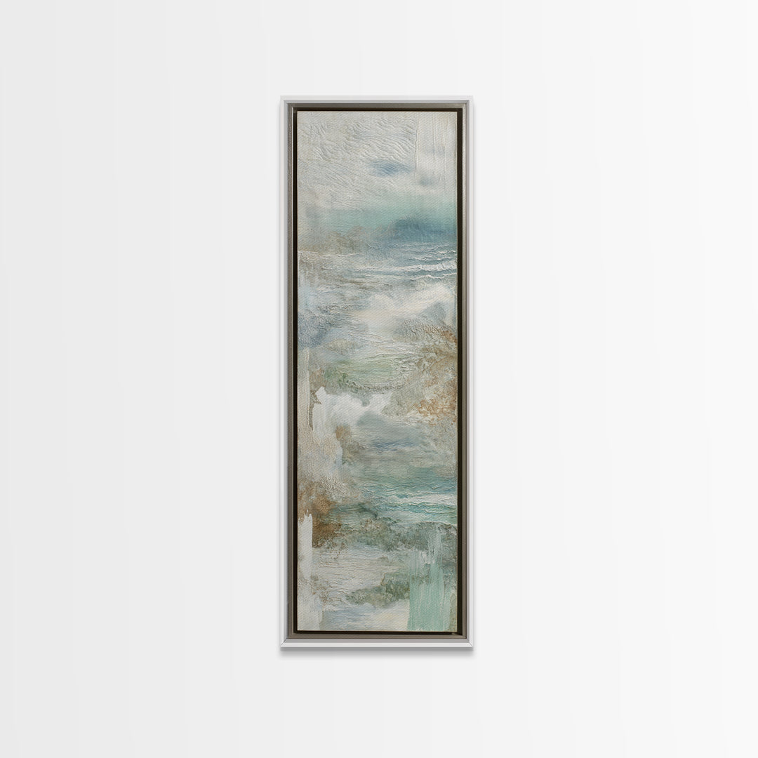 Coastal Shells and Water Study Framed Canvas Print, Medical Office Art, Medical Art, Office Decor, Fine Art, Calm, Biology Art, MOA-1x3-80