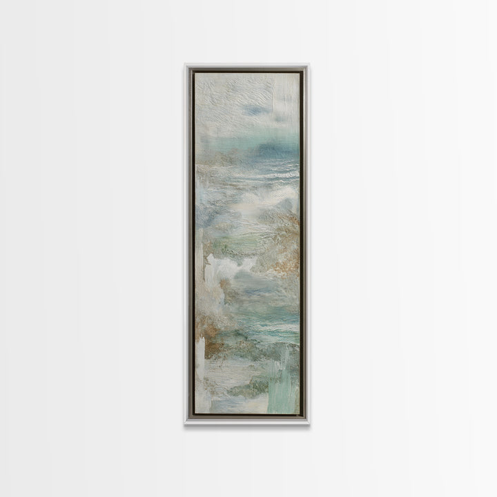 Coastal Shells and Water Study Framed Canvas Print, Medical Office Art, Medical Art, Office Decor, Fine Art, Calm, Biology Art, MOA-1x3-80