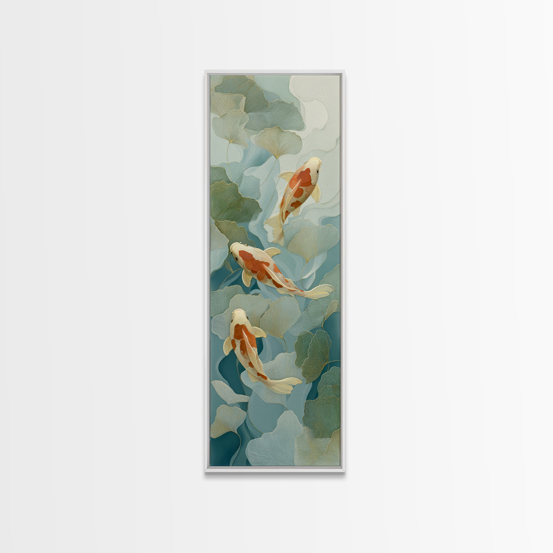 Calm Koi Fish Swimming Through Clear Water Canvas Print, Medical Office Art, Gallery Decor, Office Decor, Oil Painting, Calm, MOA-1x3-82