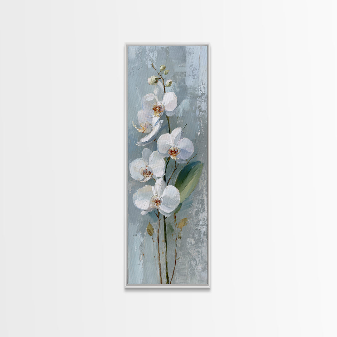 White Orchid on Gray Stone Surface Canvas Print, Medical Office Art, Art Print, Office Decor, Oil Painting, Calm, Printable Art, MOA-1x3-90
