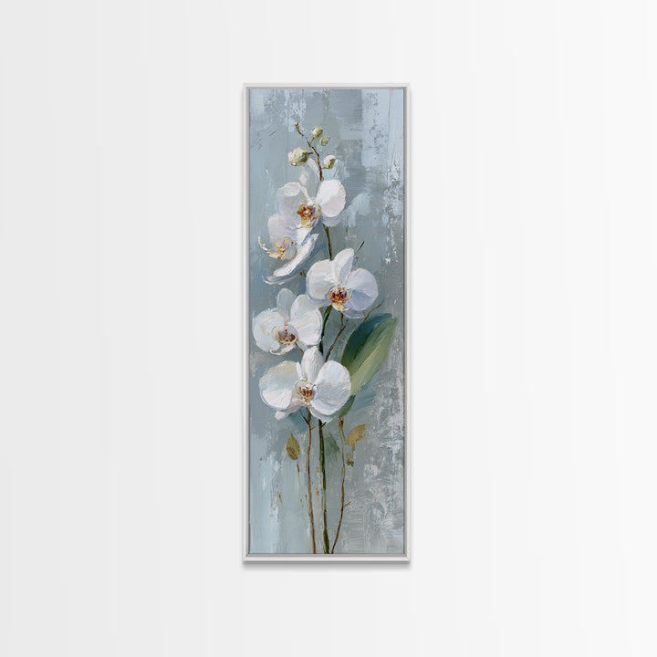 White Orchid on Gray Stone Surface Canvas Print, Medical Office Art, Art Print, Office Decor, Oil Painting, Calm, Printable Art, MOA-1x3-90