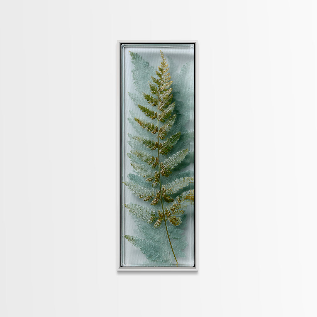 Minimal Green Fern Specimen Framed Canvas Print, Medical Office Art, Anatomy Wall Art, Office Decor, Calm, Neuroscience Art, MOA-1x3-92