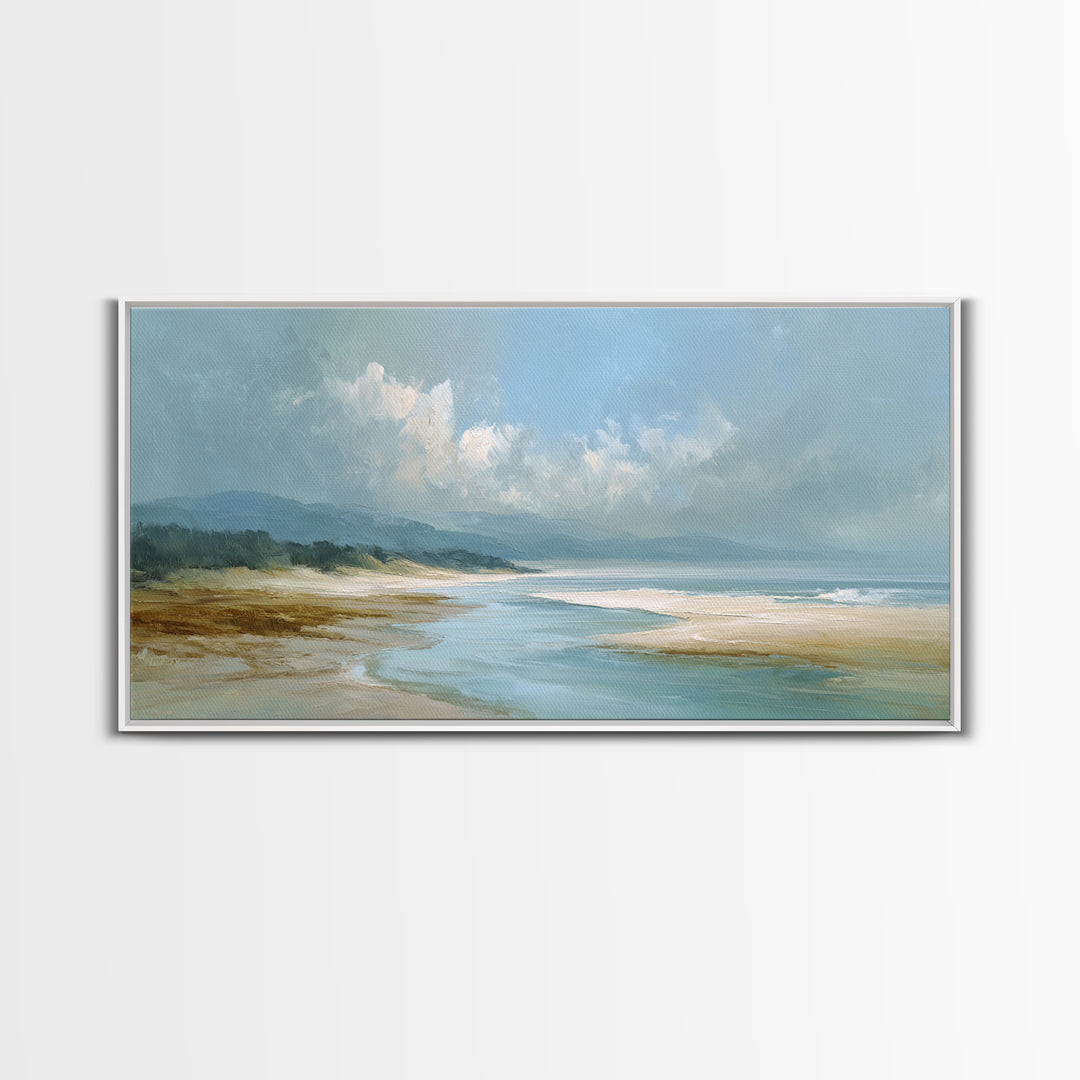 Coastal Shells and Water Study Framed Canvas Print, Medical Office Art, Fine Art Print, Office Decor, Fine Art, Calm, MOA-2x1-16