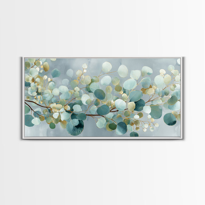 Botanical Eucalyptus Branch Framed Canvas Print, Medical Office Art, Digital Wall Art, Office Decor, Watercolor Art, Calm, MOA-2x1-23