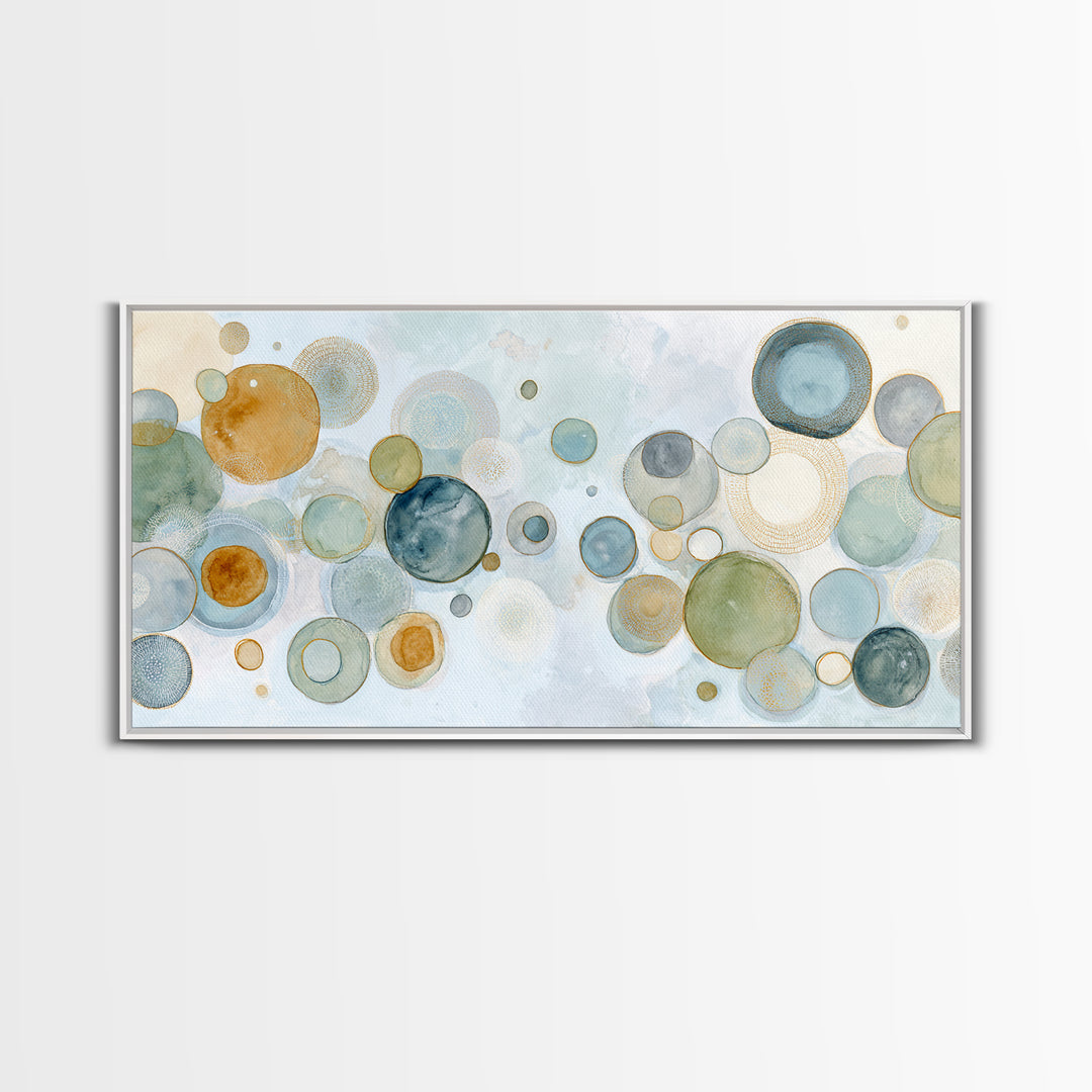 Abstract Cells and Circles as Soothing Pattern Framed Canvas Print, Medical Office Art, Home Decor, Office Decor, Calm, MOA-2x1-25