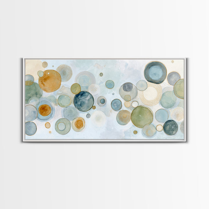 Abstract Cells and Circles as Soothing Pattern Framed Canvas Print, Medical Office Art, Home Decor, Office Decor, Calm, MOA-2x1-25