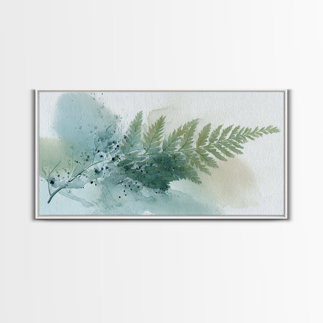 Minimal Green Fern Specimen Framed Canvas Print, Medical Office Art, Minimalist Decor, Office Decor, Calm, Dental Office Decor, MOA-2x1-28