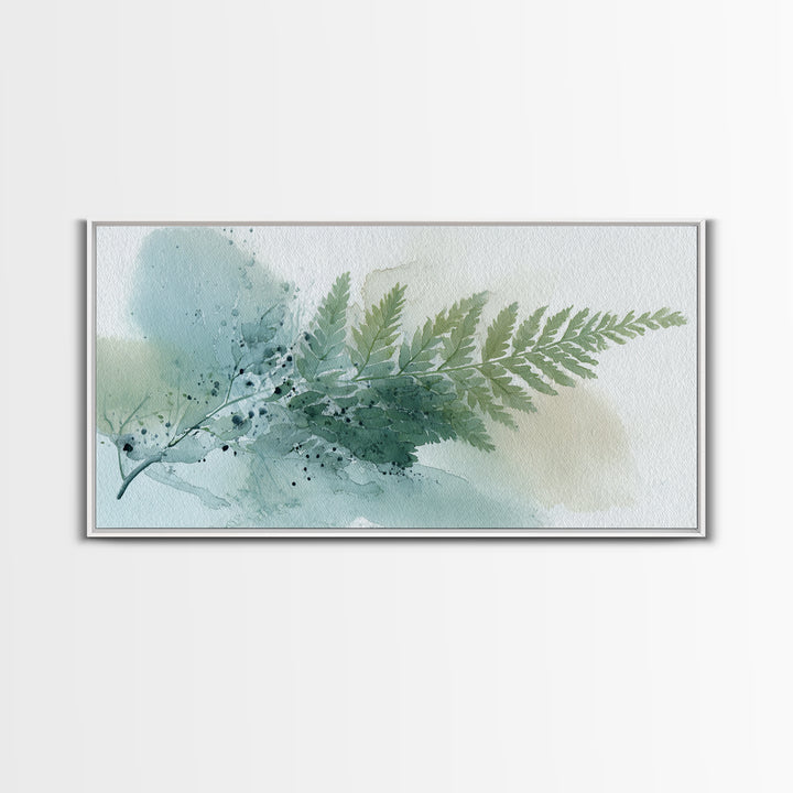 Minimal Green Fern Specimen Framed Canvas Print, Medical Office Art, Minimalist Decor, Office Decor, Calm, Dental Office Decor, MOA-2x1-28