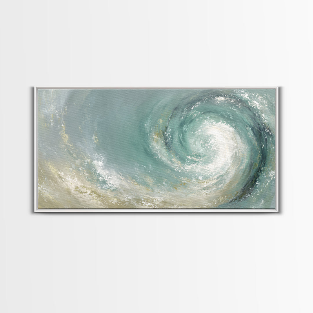Abstract Healing Spiral Framed Canvas Print, Medical Office Art, Office Decor, Abstract Art, Calm, Teal Wall Art, MOA-2x1-35