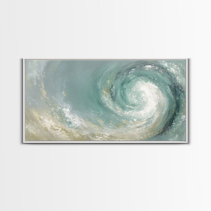 Abstract Healing Spiral Framed Canvas Print, Medical Office Art, Office Decor, Abstract Art, Calm, Teal Wall Art, MOA-2x1-35