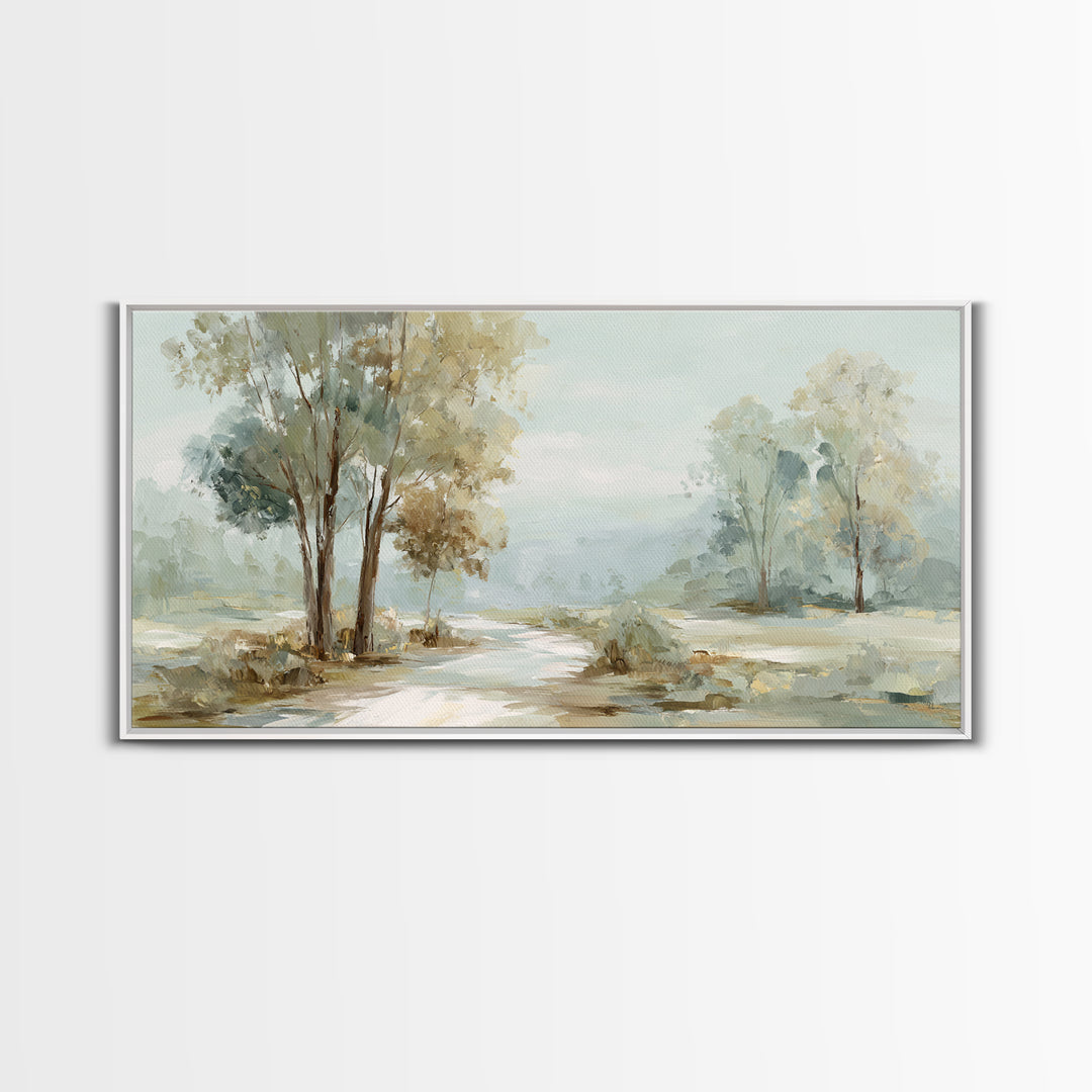 Gentle Forest Path Framed Canvas Print, Medical Office Art, Minimalist Decor, Office Decor, Fine Art, Calm, Dental Office Decor, MOA-2x1-37
