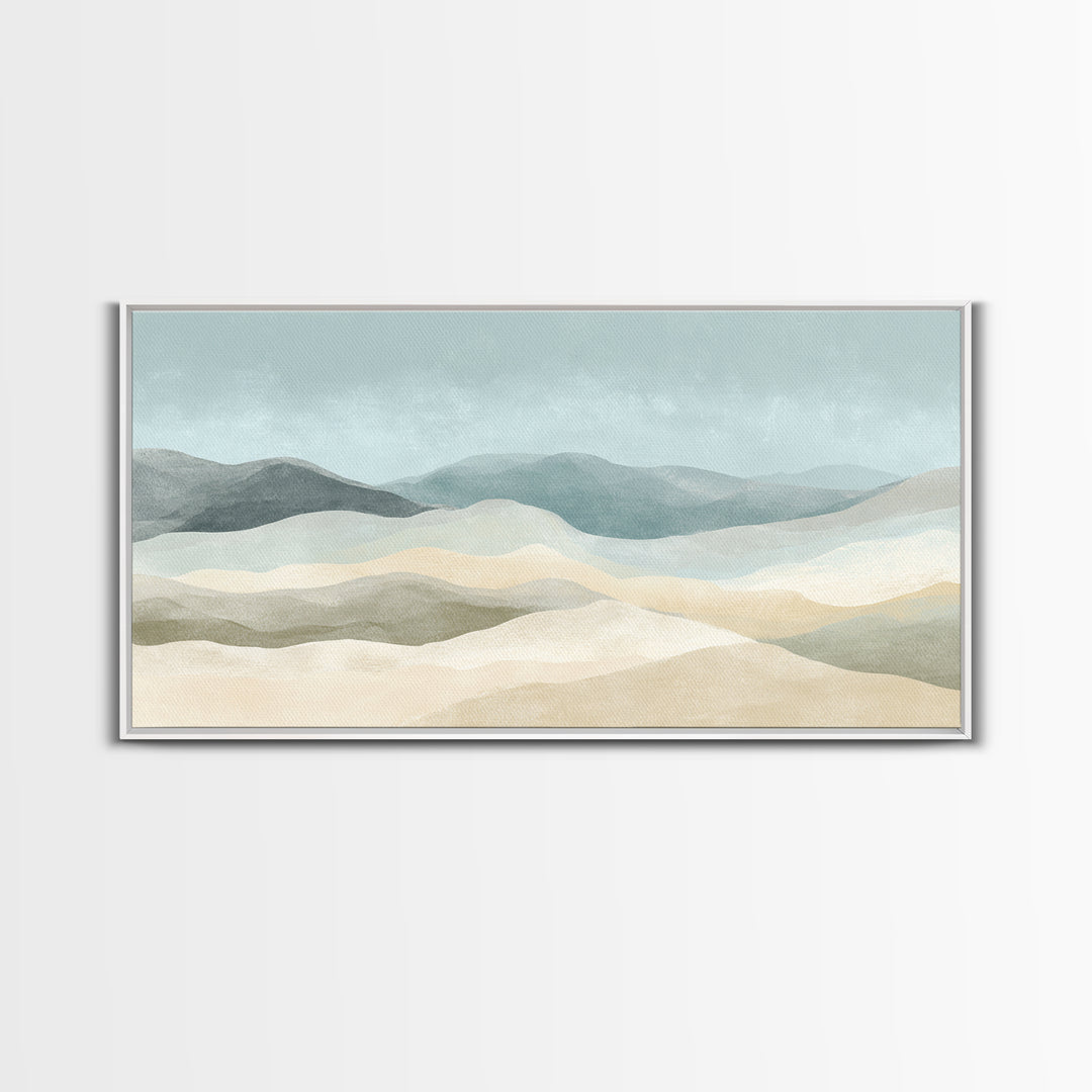 Minimal Sunrise over Rounded Hills Framed Canvas Print, Medical Office Art, Office Decor, Fine Art, Calm, Brain Poster, MOA-2x1-43