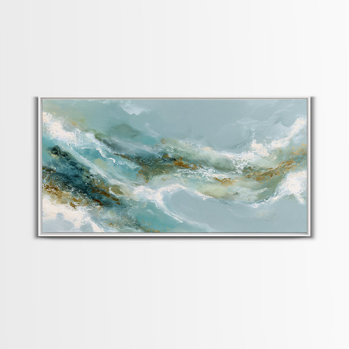 Calming Blue Abstract Framed Canvas Print, Medical Office Art, Digital Wall Art, Office Decor, Calm, Healthcare Wall Art, MOA-2x1-45