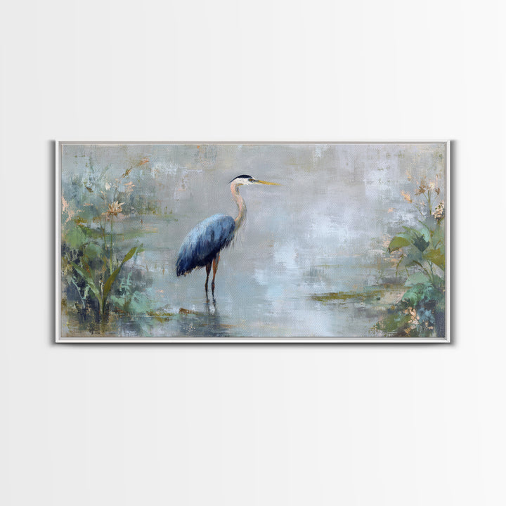 Blue Heron Standing Canvas Print, Medical Office Art, Wall Art, Office Decor, Fine Art, Calm, Printable Card, Medical Art, MOA-2x1-58
