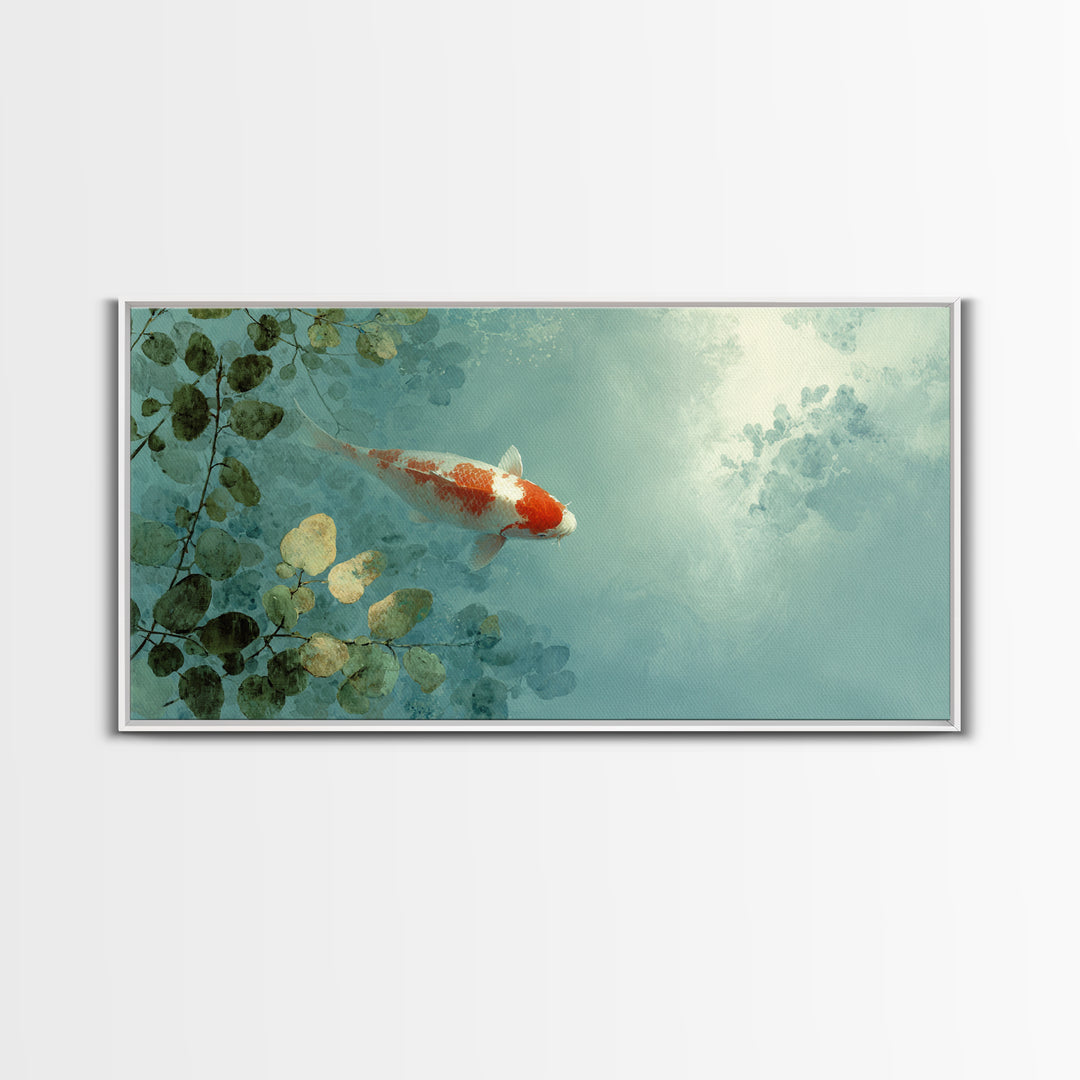 Calm Koi Fish Swimming Through Clear Water Canvas Print, Medical Office Art, Office Decor, Watercolor Art, Calm, MOA-2x1-66