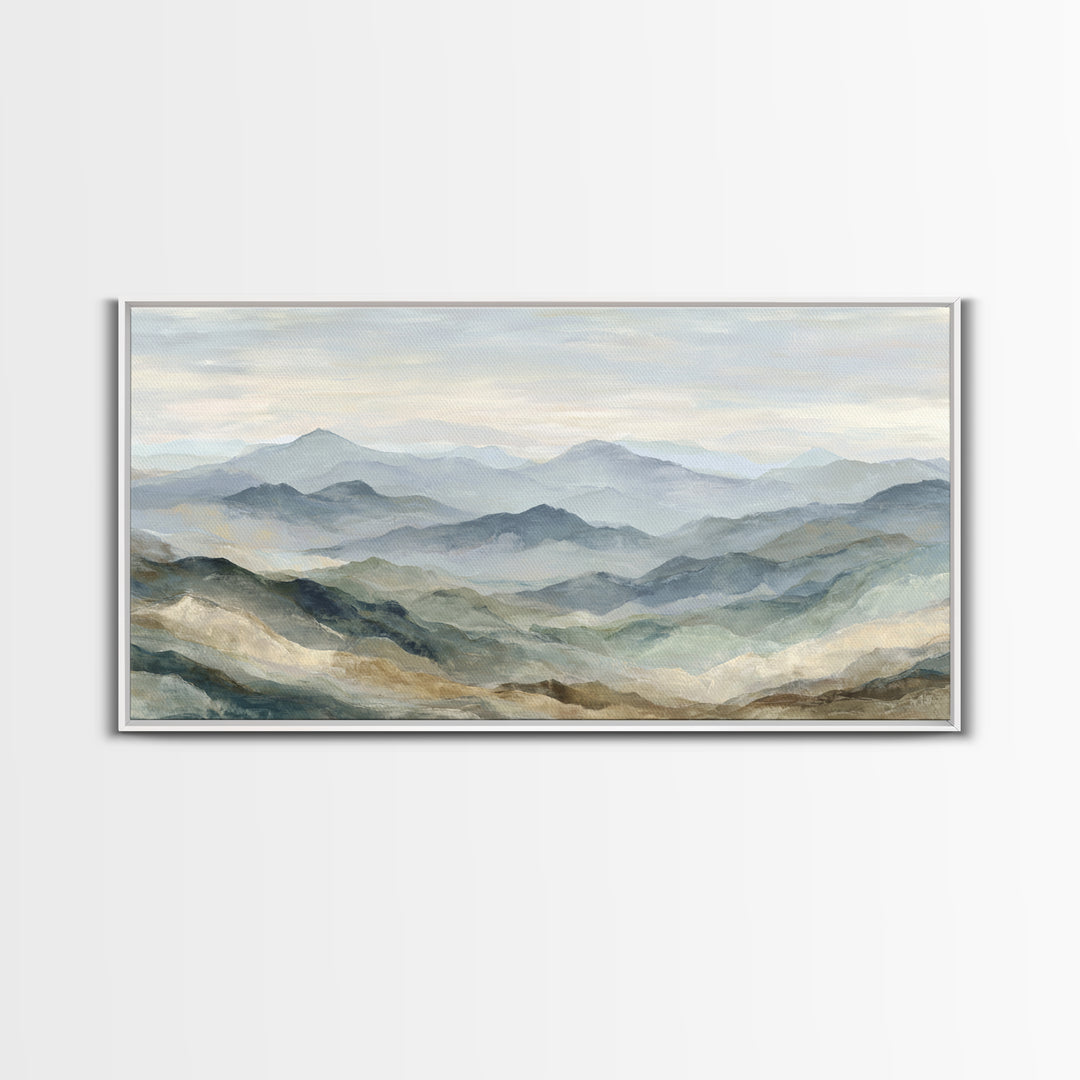 Soft Mountain Landscape Canvas Print, Medical Office Art, Digital Art, Office Decor, Oil Painting, Calm, Medical Decor, MOA-2x1-70
