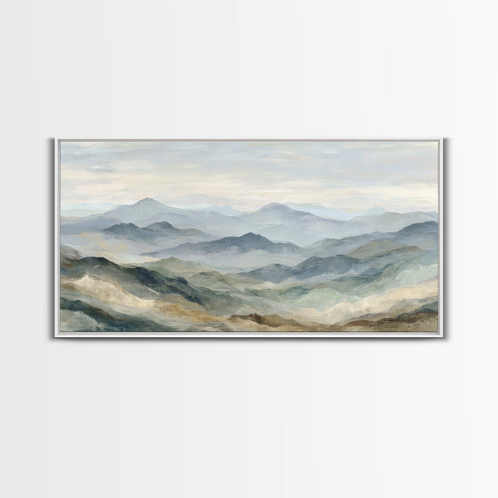 Soft Mountain Landscape Canvas Print, Medical Office Art, Digital Art, Office Decor, Oil Painting, Calm, Medical Decor, MOA-2x1-70