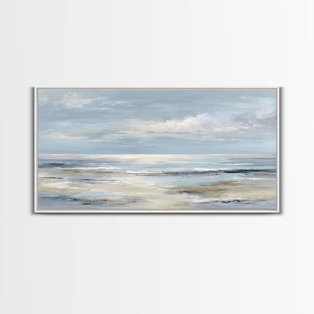 Peaceful Ocean Horizon Framed Canvas Print, Medical Office Art, Minimalist Art, Office Decor, Calm, Educational Poster, MOA-2x1-72