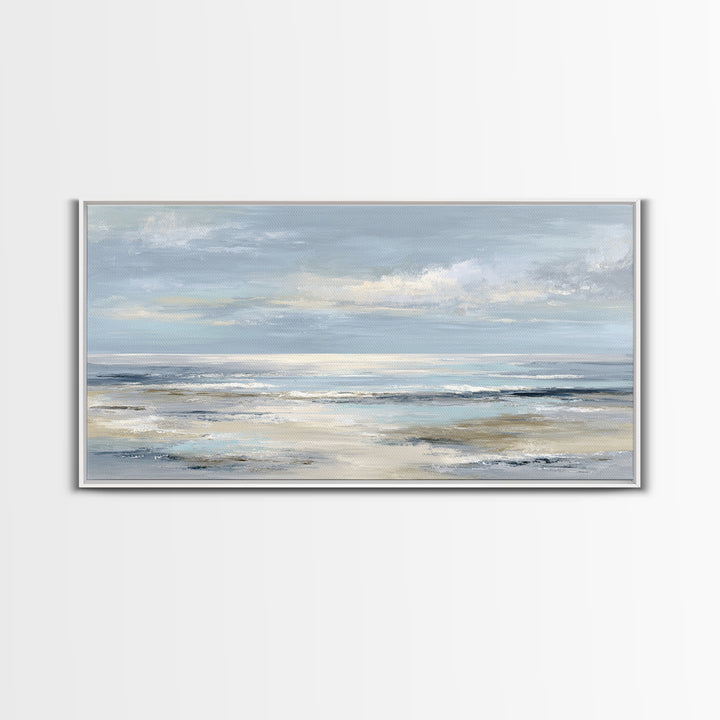 Peaceful Ocean Horizon Framed Canvas Print, Medical Office Art, Minimalist Art, Office Decor, Calm, Educational Poster, MOA-2x1-72