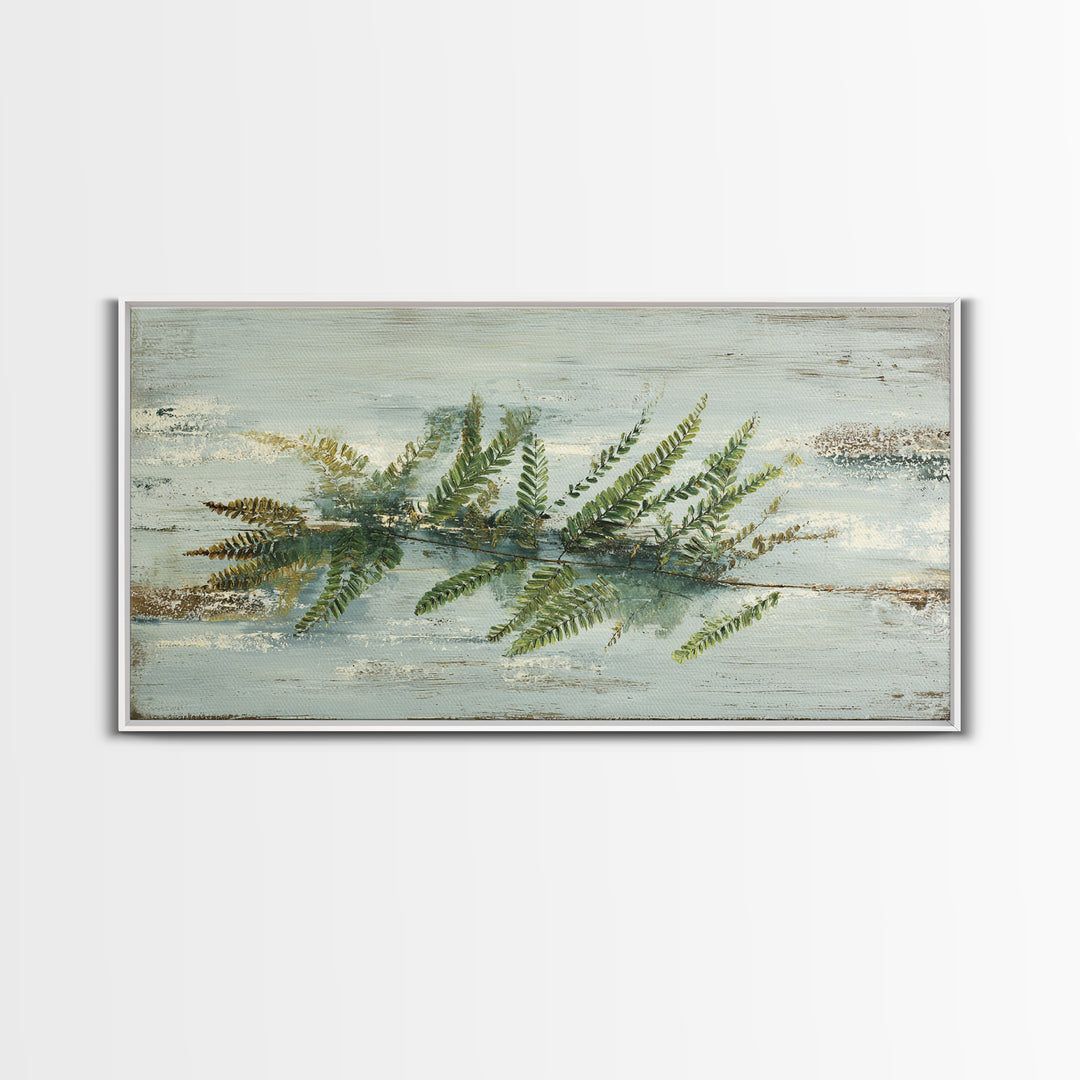 Minimal Green Fern Specimen Canvas Print, Medical Office Art, Medical Decor, Office Decor, Fine Art, Calm, Science Art, MOA-2x1-76