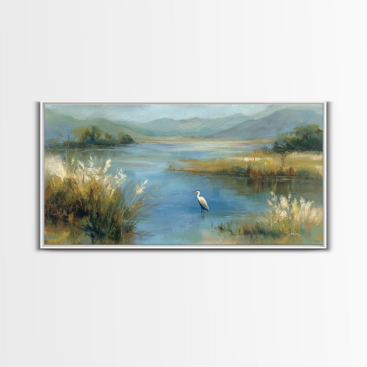 Blue Heron Standing Canvas Print, Medical Office Art, Wall Art, Office Decor, Fine Art, Calm, Printable Card, Medical Art, MOA-2x1-82