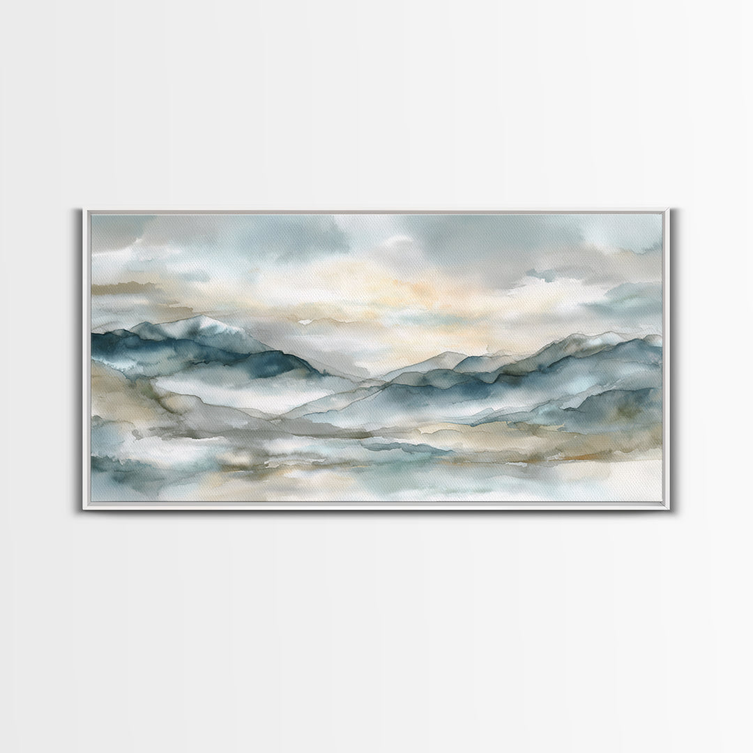 Soft Mountain Landscape Canvas Print, Medical Office Art, Digital Art, Office Decor, Oil Painting, Calm, Medical Decor, MOA-2x1-94