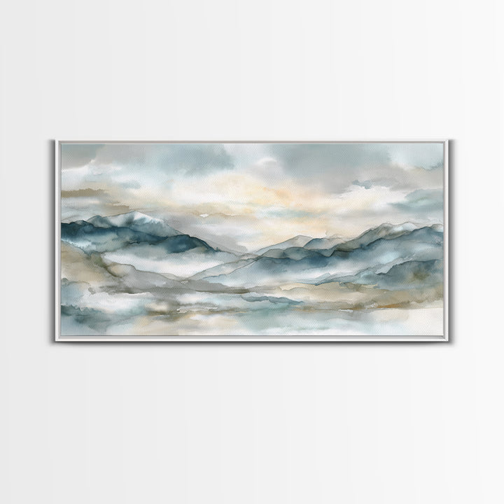 Soft Mountain Landscape Canvas Print, Medical Office Art, Digital Art, Office Decor, Oil Painting, Calm, Medical Decor, MOA-2x1-94