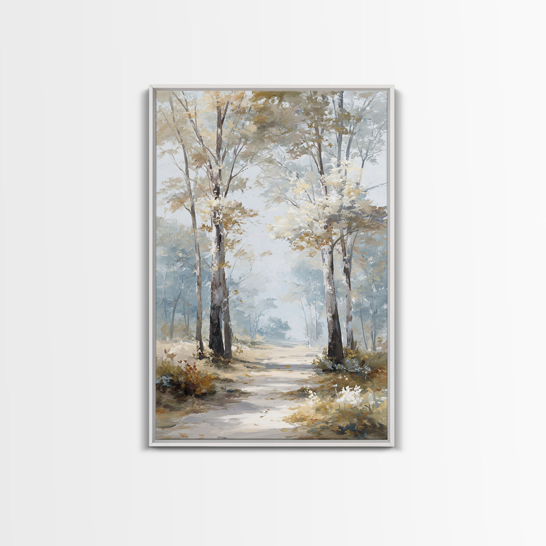 Gentle Forest Path Framed Canvas Print, Medical Office Art, Wall Art, Office Decor, Oil Painting, Calm, Printable Card, MOA-2x3-25