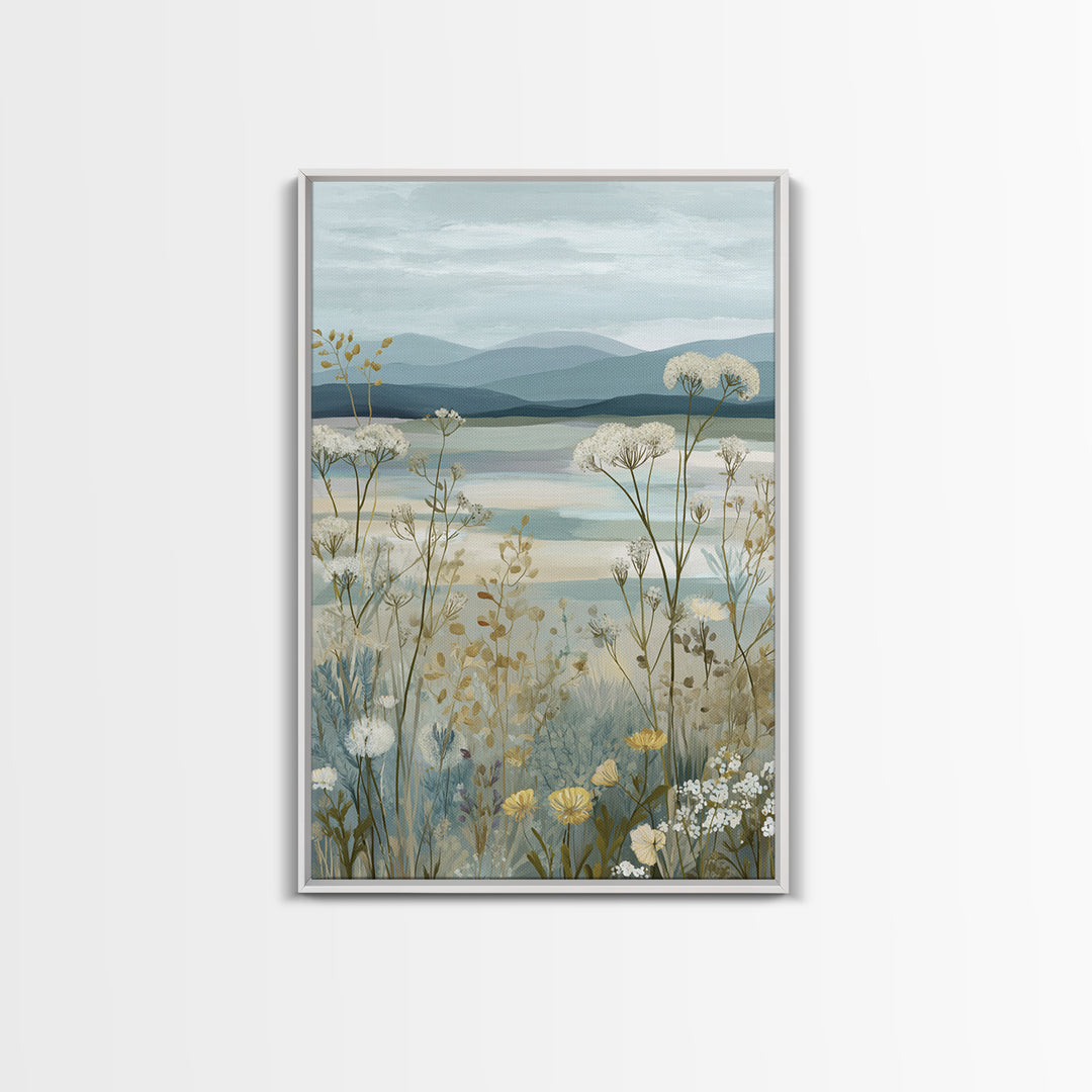 Sunlit Meadow with Wildflowers and Calm Mood Canvas Print, Medical Office Art, Neuroscience Art, Office Decor, Calm, MOA-2x3-44