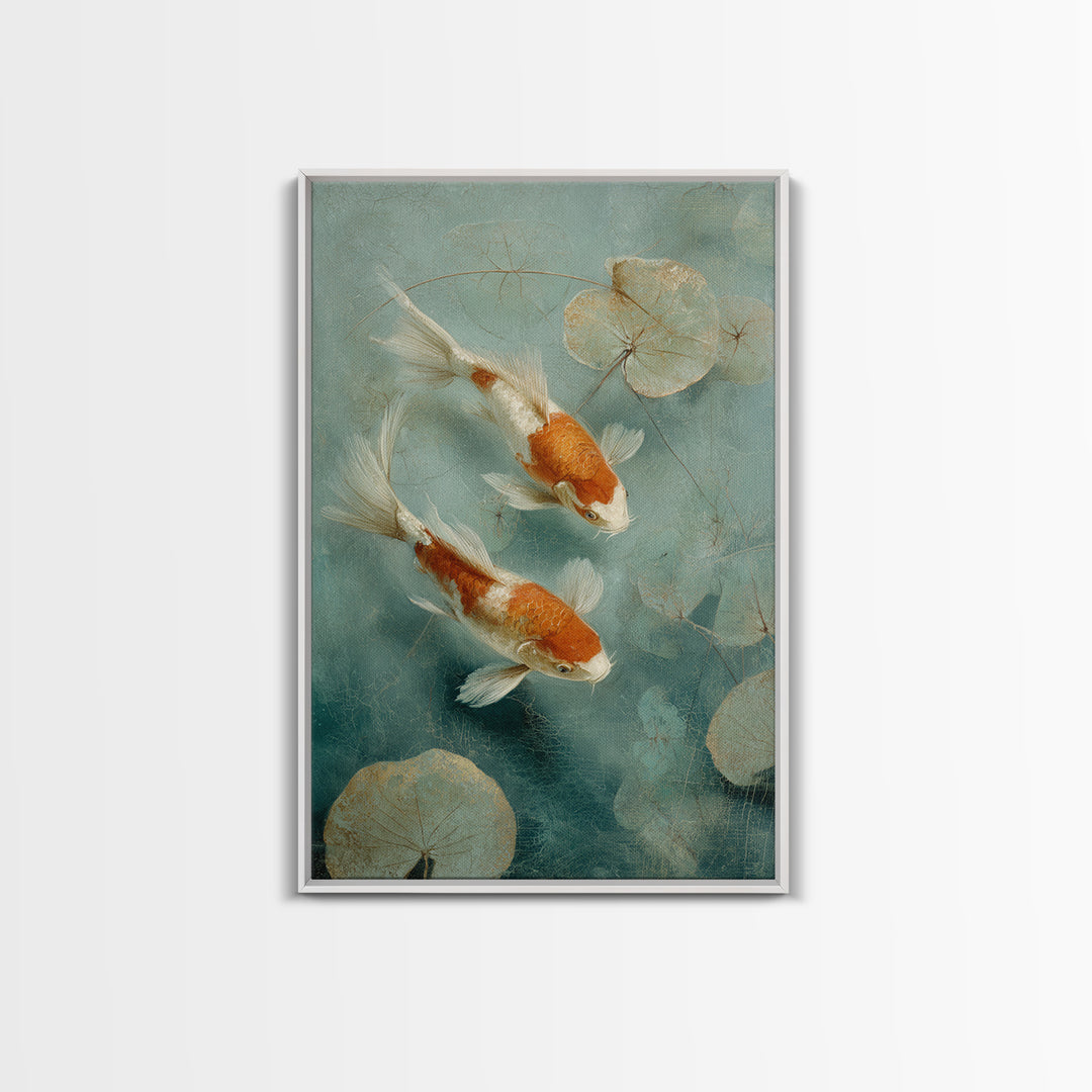 Calm Koi Fish Swimming Through Clear Water Canvas Print, Medical Office Art, Minimalist Decor, Office Decor, Fine Art, Calm, MOA-2x3-54
