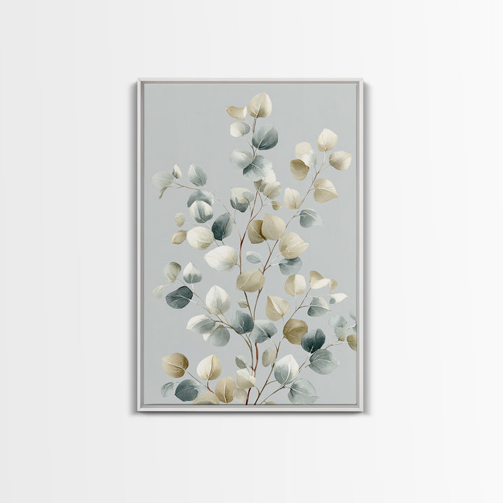 Botanical Eucalyptus Branch Framed Canvas Print, Medical Office Art, Digital Art, Office Decor, Watercolor Art, Calm, MOA-2x3-59