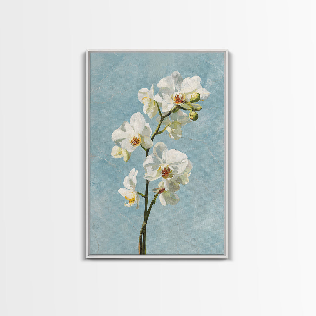 White Orchid on Gray Stone Surface Canvas Print, Medical Office Art, Digital Wall Art, Office Decor, Calm, Healthcare Wall Art, MOA-2x3-62
