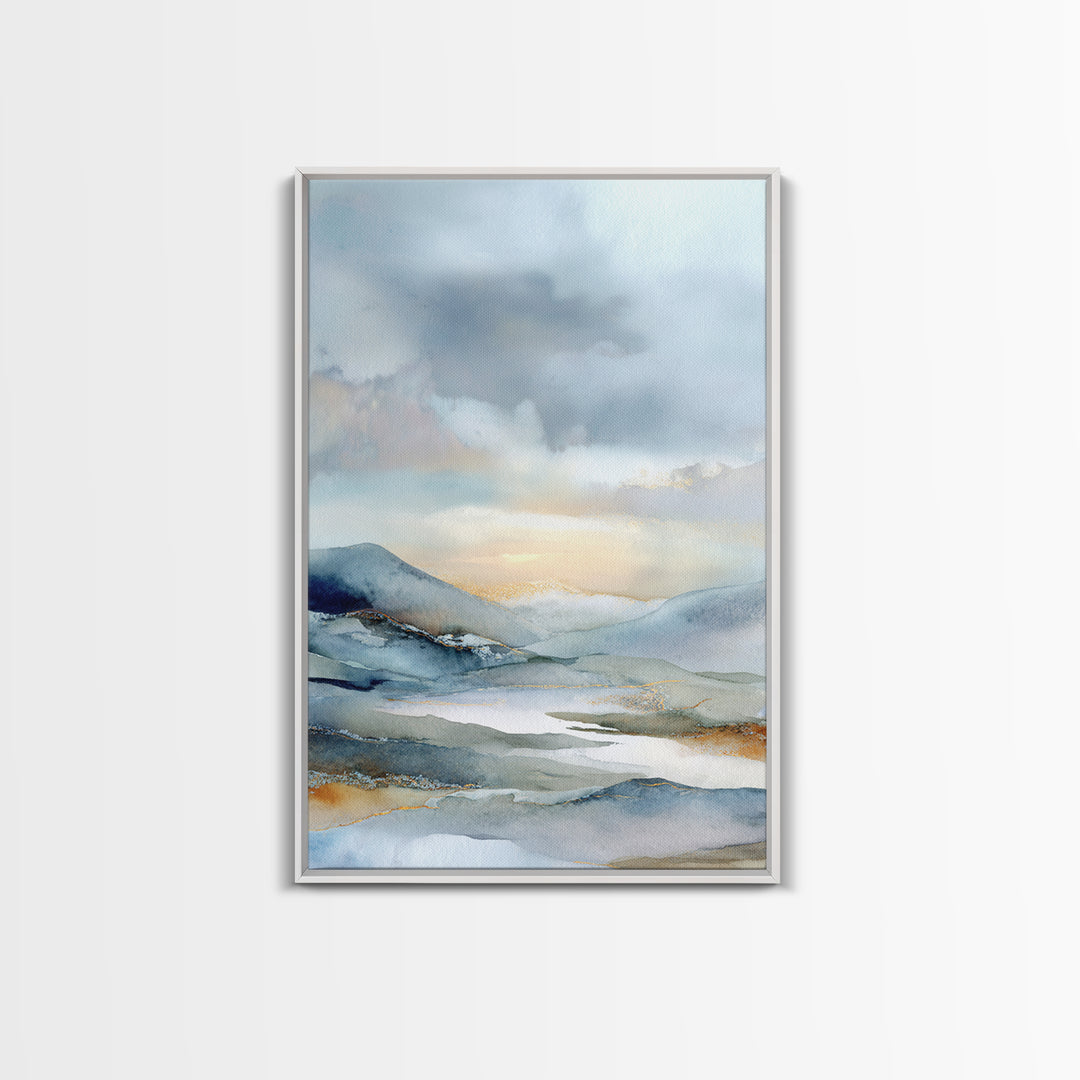 Soft Mountain Landscape Canvas Print, Medical Office Art, Office Decor, Watercolor Art, Calm, Brain Poster, Healthcare Wall Art, MOA-2x3-82