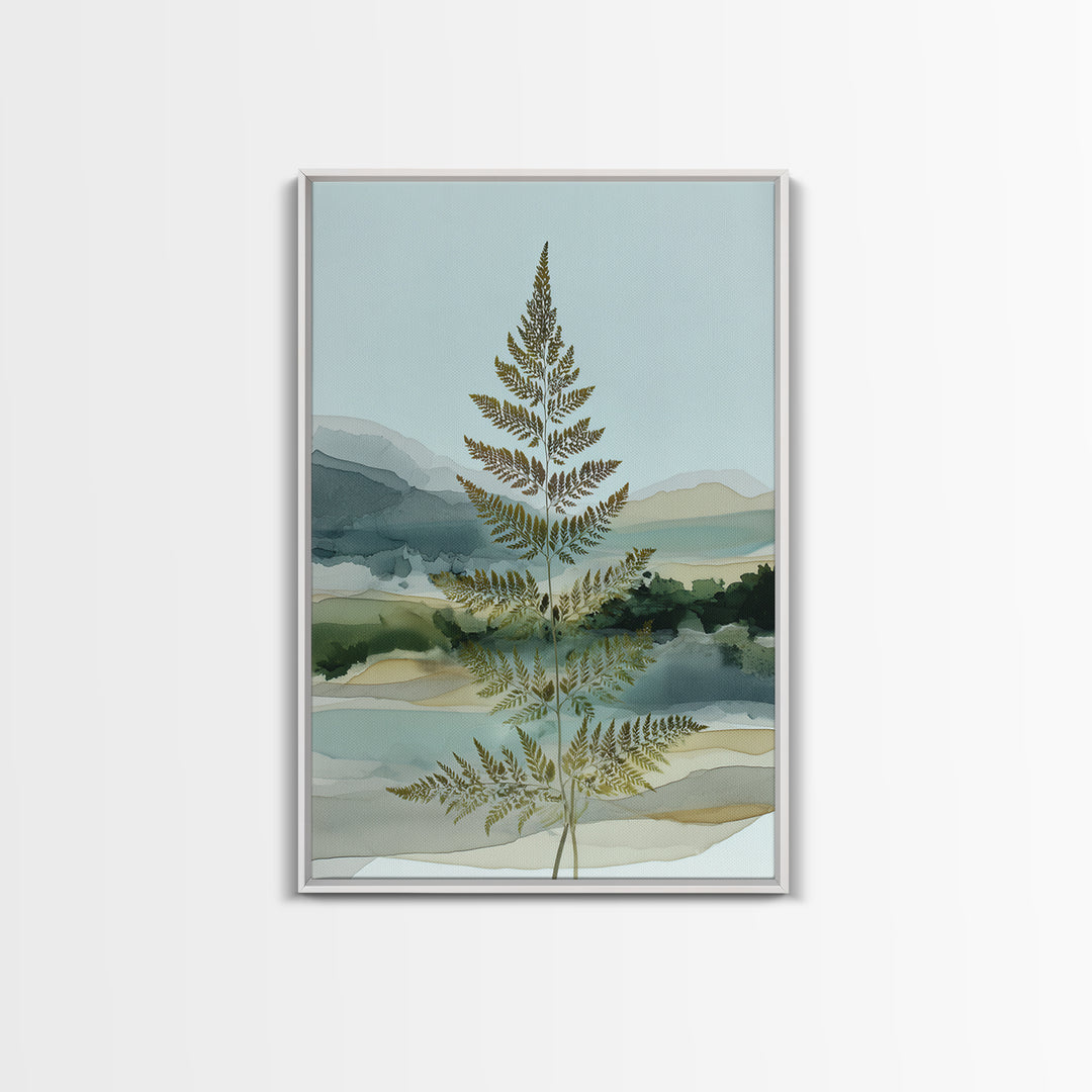 Minimal Green Fern Specimen Framed Canvas Print, Medical Office Art, Printable Art, Office Decor, Calm, Medical Wall Art, MOA-2x3-88
