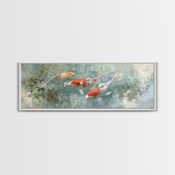 Calm Koi Fish Swimming Through Clear Water Canvas Print, Medical Office Art, Neuroscience Art, Office Decor, Fine Art, Calm, MOA-3x1-14