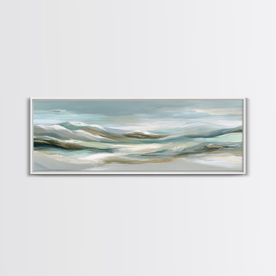 Soft Mountain Landscape Framed Canvas Print, Medical Office Art, Minimalist Art, Office Decor, Calm, Educational Poster, MOA-3x1-18