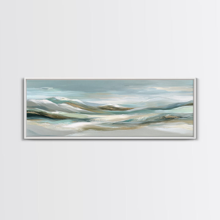 Soft Mountain Landscape Framed Canvas Print, Medical Office Art, Minimalist Art, Office Decor, Calm, Educational Poster, MOA-3x1-18