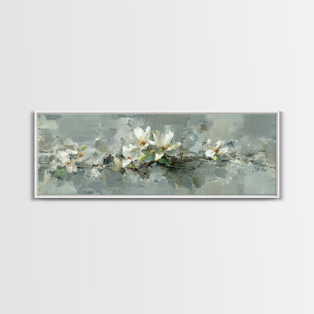 White Orchid on Gray Stone Surface Canvas Print, Medical Office Art, Medical Decor, Office Decor, Fine Art, Calm, Science Art, MOA-3x1-46