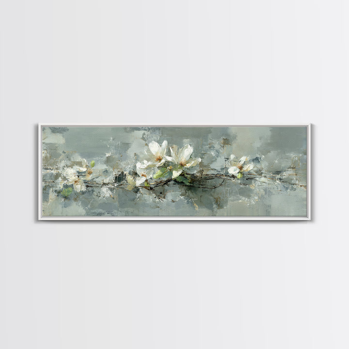 White Orchid on Gray Stone Surface Canvas Print, Medical Office Art, Medical Decor, Office Decor, Fine Art, Calm, Science Art, MOA-3x1-46