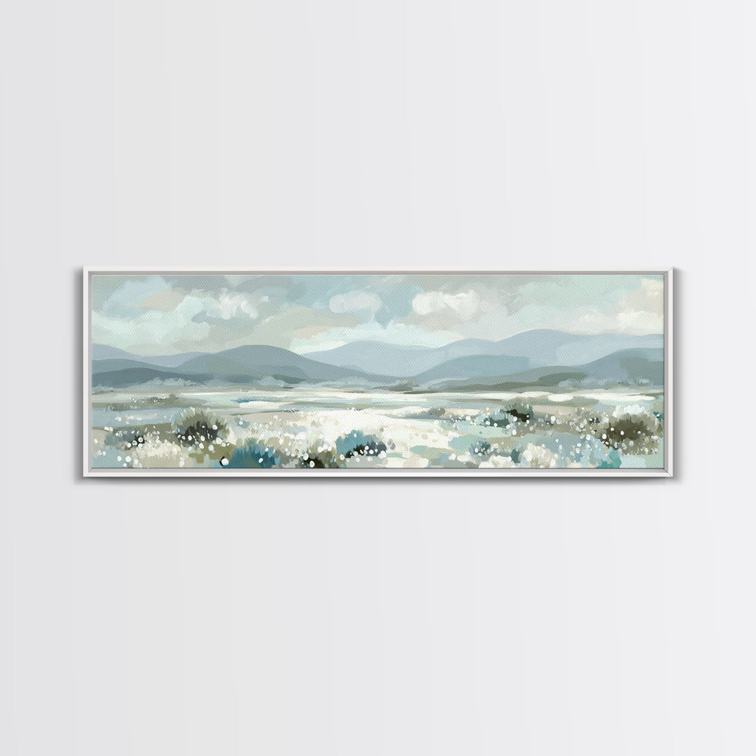 Sunlit Meadow with Wildflowers and Calm Mood Framed Canvas Print, Medical Office Art, Room Decor, Office Decor, Fine Art, Calm, MOA-3x1-52