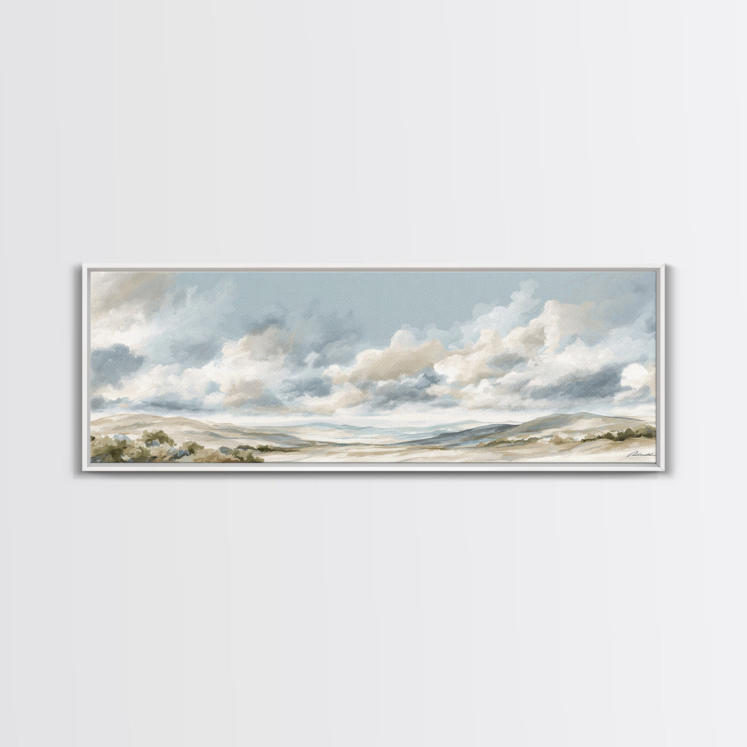 Large Neutral Landscape Framed Canvas Print, Medical Office Art, Textured Painting, Office Decor, Oil Painting, Calm, MOA-3x1-56