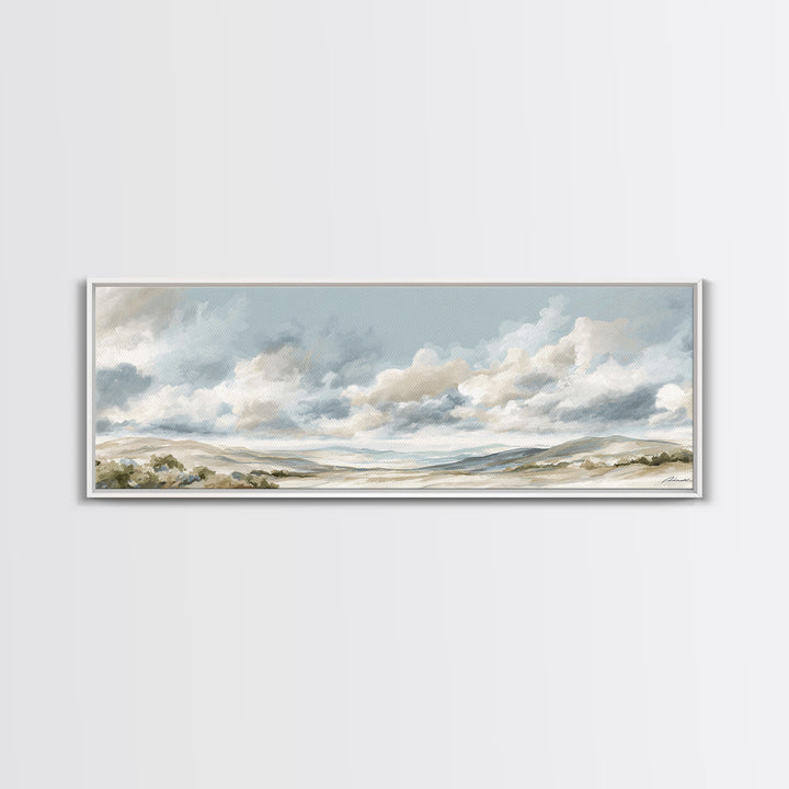 Large Neutral Landscape Framed Canvas Print, Medical Office Art, Textured Painting, Office Decor, Oil Painting, Calm, MOA-3x1-56