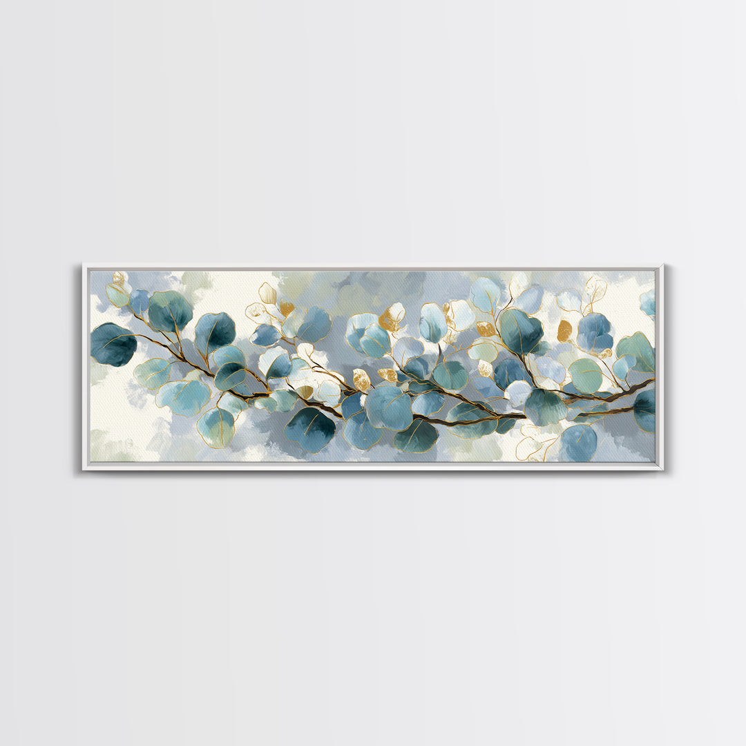 Botanical Eucalyptus Branch Framed Canvas Print, Medical Office Art, Medical Student Gift, Office Decor, Fine Art, Calm, MOA-3x1-67
