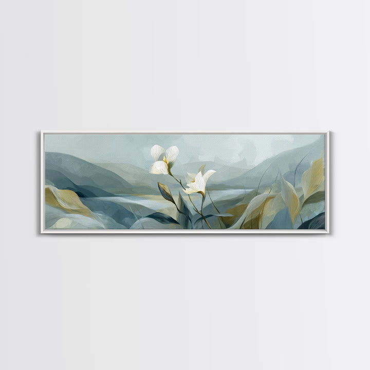 White Orchid on Gray Stone Surface Canvas Print, Medical Office Art, Art Print, Office Decor, Oil Painting, Calm, Printable Art, MOA-3x1-70