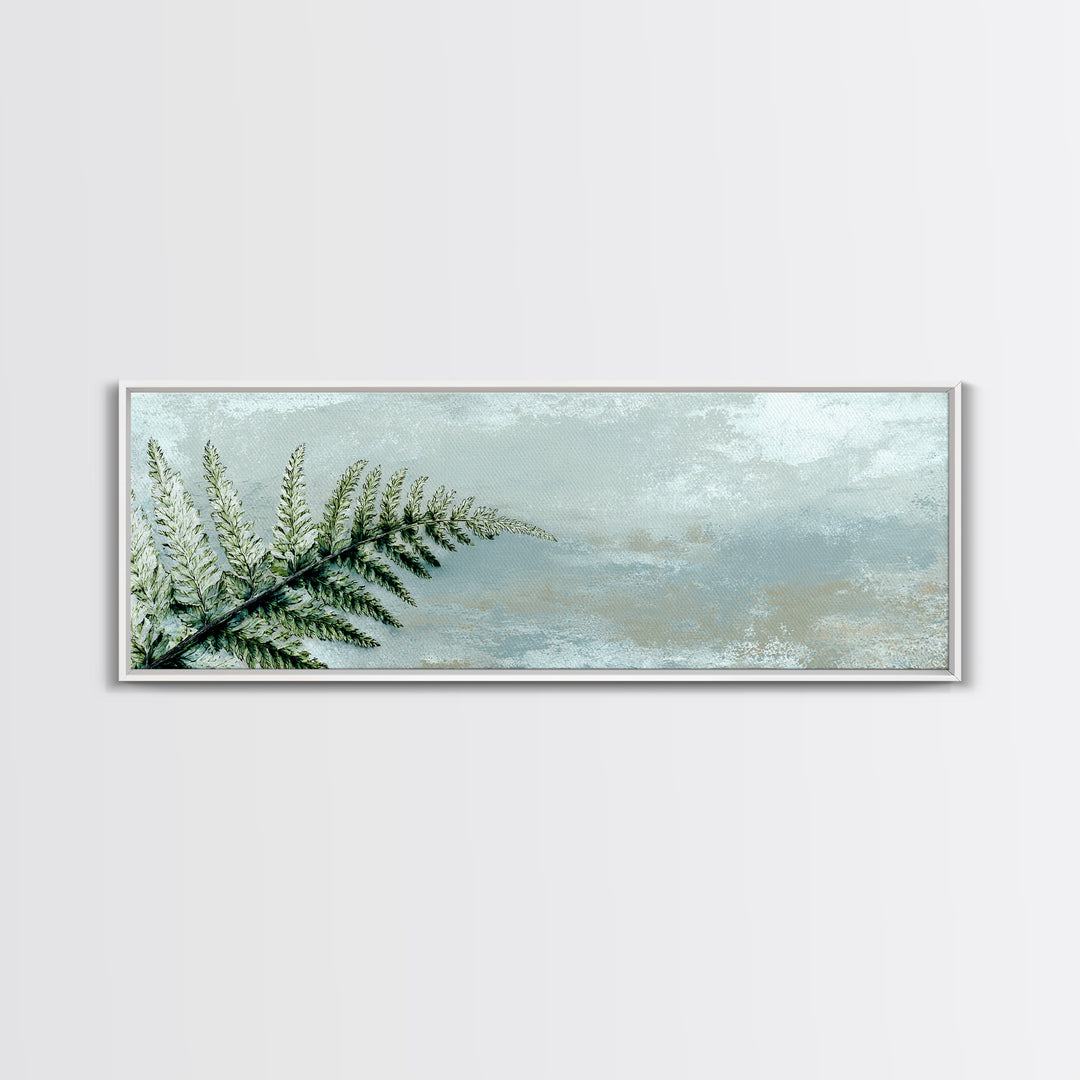 Minimal Green Fern Specimen Framed Canvas Print, Medical Office Art, Wall Art, Office Decor, Fine Art, Calm, Printable Card, MOA-3x1-72