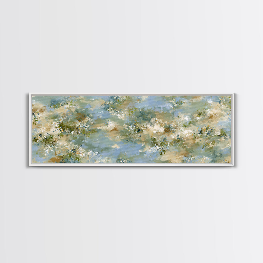 Sunlit Meadow with Wildflowers and Calm Mood Canvas Print, Medical Office Art, Home Decor, Office Decor, Oil Painting, Calm, MOA-3x1-76