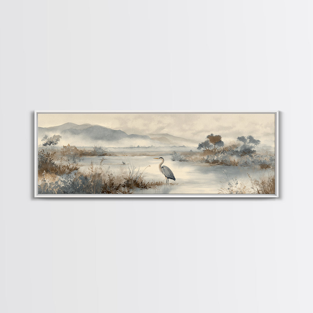 Blue Heron Standing Canvas Print, Medical Office Art, Wall Decor, Office Decor, Fine Art, Calm, Medical Office Decor, MOA-3x1-78