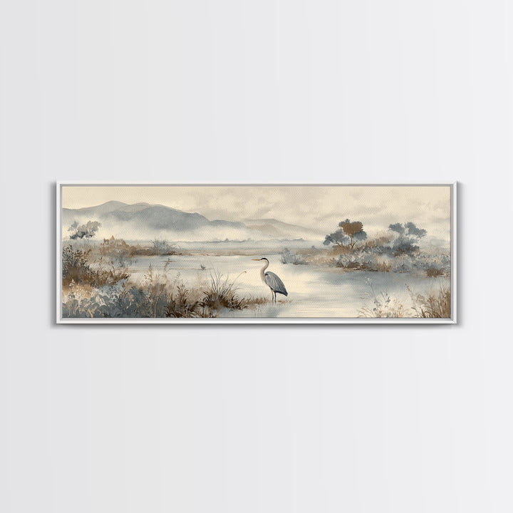 Blue Heron Standing Canvas Print, Medical Office Art, Wall Decor, Office Decor, Fine Art, Calm, Medical Office Decor, MOA-3x1-78