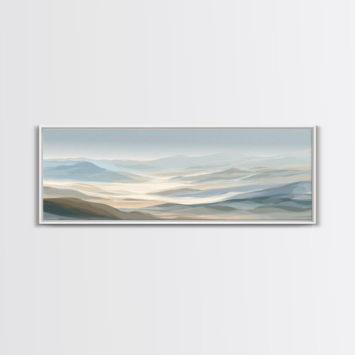 Minimal Sunrise over Rounded Hills Framed Canvas Print, Medical Office Art, Printable Art, Office Decor, Fine Art, Calm, MOA-3x1-87